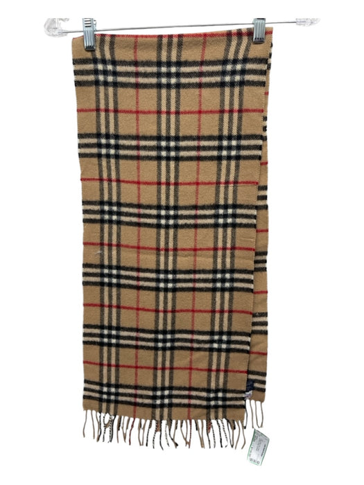 Burberry Brown, Red, & Black Lambswool Fringe scarf Brown, Red, & Black / One Size