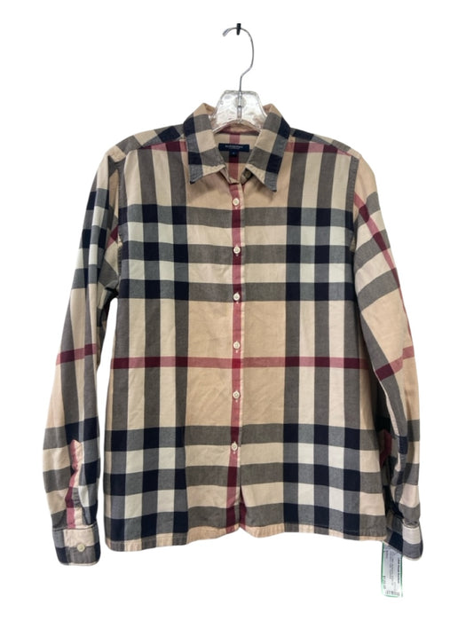 Burberry Size L Cotton Novacheck Button Up Long Sleeve Collar Top L