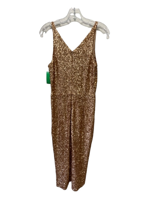 Dress the Population Size L Gold Polyester Fully Sequined Leg Slit V Neck Dress Gold / L