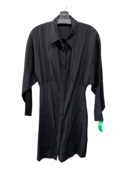 COS Size 8 Black Modal Blend Button Collar Long Sleeve Knee length Dress Black / 8