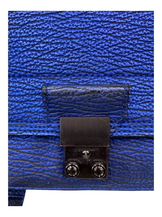 3.1 Phillip Lim Metallic Blue Grained Leather Flap Push Lock Crossbody Bag Metallic Blue / Small