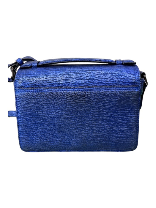 3.1 Phillip Lim Metallic Blue Grained Leather Flap Push Lock Crossbody Bag Metallic Blue / Small