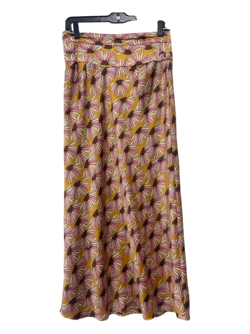 Free People Size 8 Pink, Yellow & Purple Polyester Floral Maxi Side Zip Skirt Pink, Yellow & Purple / 8