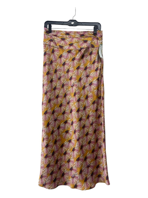 Free People Size 8 Pink, Yellow & Purple Polyester Floral Maxi Side Zip Skirt Pink, Yellow & Purple / 8