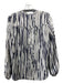 Theory Size M Navy & white Silk Vertical Stripes V Neck Long Sleeve Blouse Top Navy & white / M