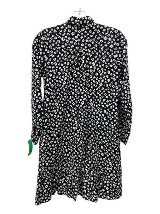 Ann Mashburn Size S Black & White Rayon Blend Half Button Animal Print Dress Black & White / S