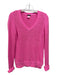 J. Crew Size S Neon Pink Cotton V Neck Knit Ribbed Detail Sweater Neon Pink / S