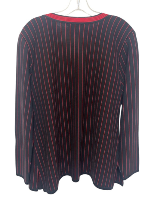 Exclusively Misook Size L Black & Red Acrylic Vertical Stripes Sweater Set Black & Red / L