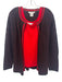 Exclusively Misook Size L Black & Red Acrylic Vertical Stripes Sweater Set Black & Red / L