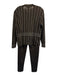 Ming wang Size L Brown & White Acrylic Vertical Stripes Open Front Pants Set Brown & White / L