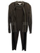 Ming wang Size L Brown & White Acrylic Vertical Stripes Open Front Pants Set Brown & White / L