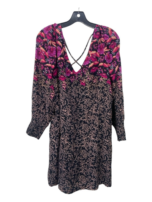 Anthropologie Size 16P Black, Pink & Multi Cotton Blend Double V Dress Black, Pink & Multi / 16P