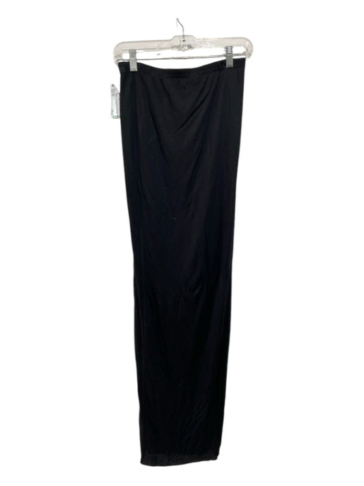 Bella Luxx Size S Black Modal Blend Elastic Waist High SLit Maxi Skirt Black / S