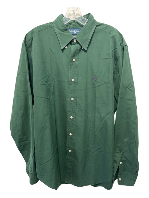 Ralph Lauren Size L Green Cotton Blend Solid Button Down Men's Long Sleeve Shirt L