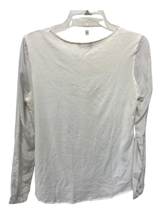 Massimo Dutti Size Small White & Light Blue Long Sleeve Microdot Top White & Light Blue / Small