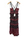 Ulla Johnson Size 6 Maroon & Black Silk Spaghetti Strap Lace Up Front Maxi Dress Maroon & Black / 6