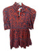 Gretchen Scott Size M Red & Navy Cotton Short Balloon Sleeve Print Dress Red & Navy / M