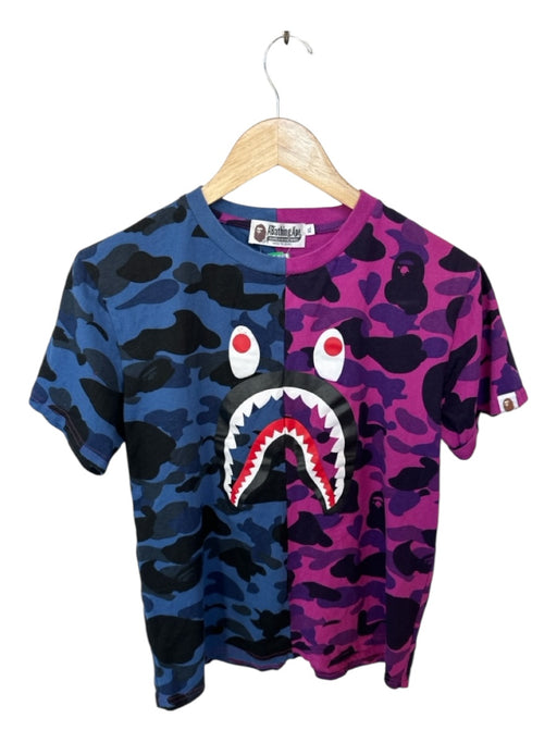 Bape Size Est XS Blue & Purple Cotton Short Sleeve color block Camo Top Blue & Purple / Est XS