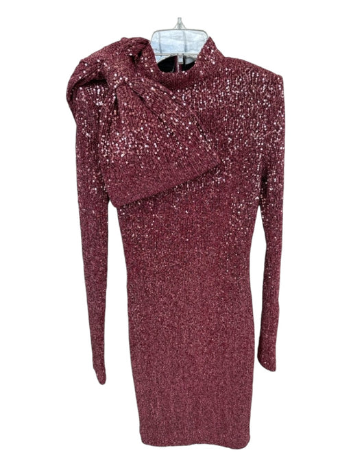 Rebecca Vallance Size 2 Pink Sequin Long Sleeve Bow Dress Pink / 2