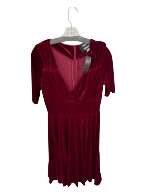 Modcloth Size L Maroon Velvet Long Sleeve Back Zip Dress Maroon / L