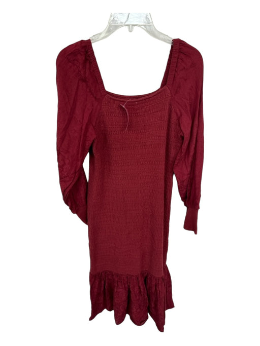 By Anthropologie Size M Maroon Modal Blend Long Sleeve Rouched Maxi Dress Maroon / M