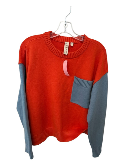 Dolan Size M Orange & Blue Viscose Blend Long Sleeve color block Sweater Orange & Blue / M