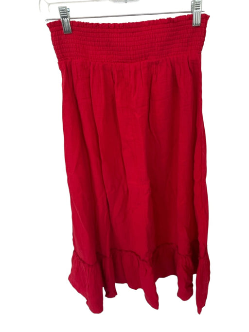Quince Size M Red Cotton Smocked Waist Band Maxi Skirt Red / M