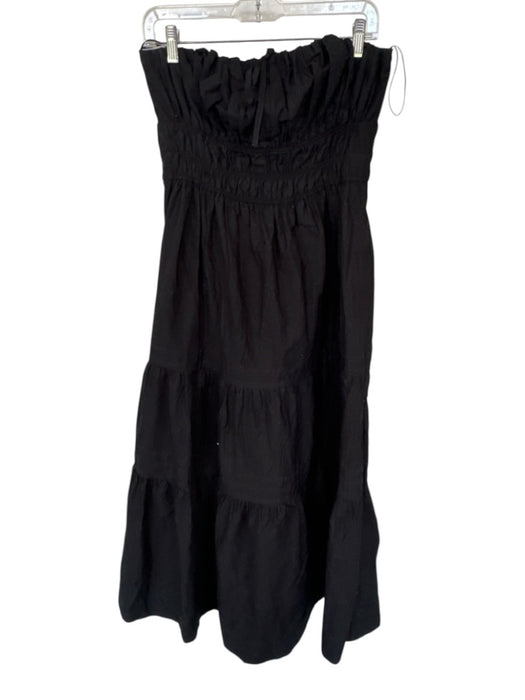 Anthropologie Size M Black Strapless Maxi Elastic Waist Tie Dress Black / M