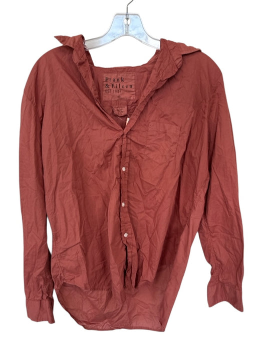Frank & Eileen Size M Burnt Orange Cotton Button Up Long Sleeve Collar Top Burnt Orange / M