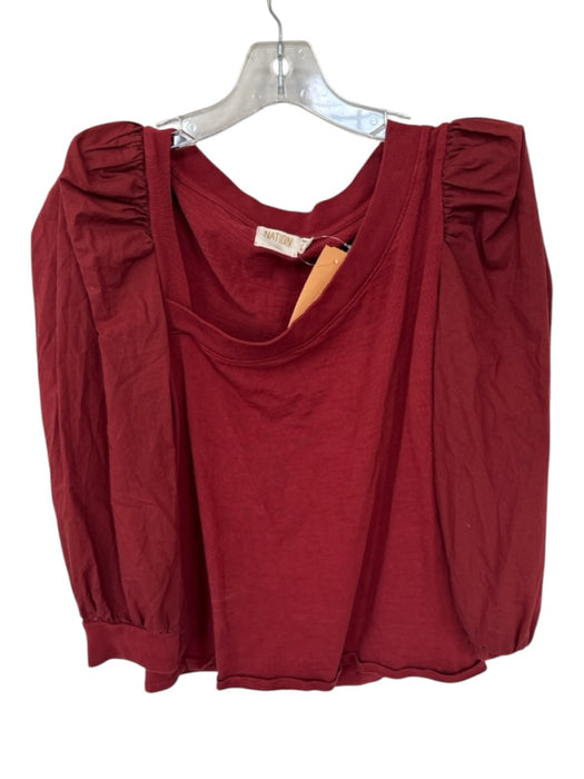 Nation Size M Burnt Orange Cotton Puff Sleeves Long Sleeve Top Burnt Orange / M