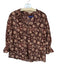 Ro's Garden Size XS Brown Cotton Long Sleeve Ruffle Sleeve Detail Button Up Top Brown / XS