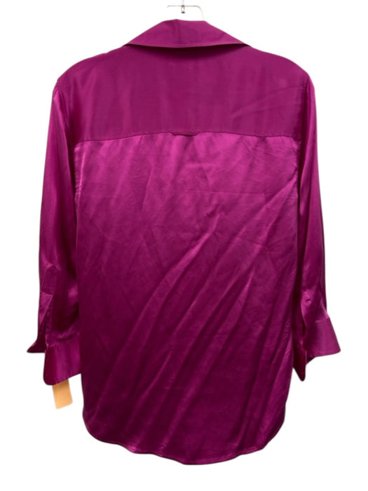 L'agence Size S Hot pink Silk Button Front Satin Long Sleeve Top Hot pink / S