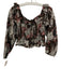 Cleobella Size S Brown, White & Multi Cotton Smocked Long Sleeve Boat Neck Top Brown, White & Multi / S