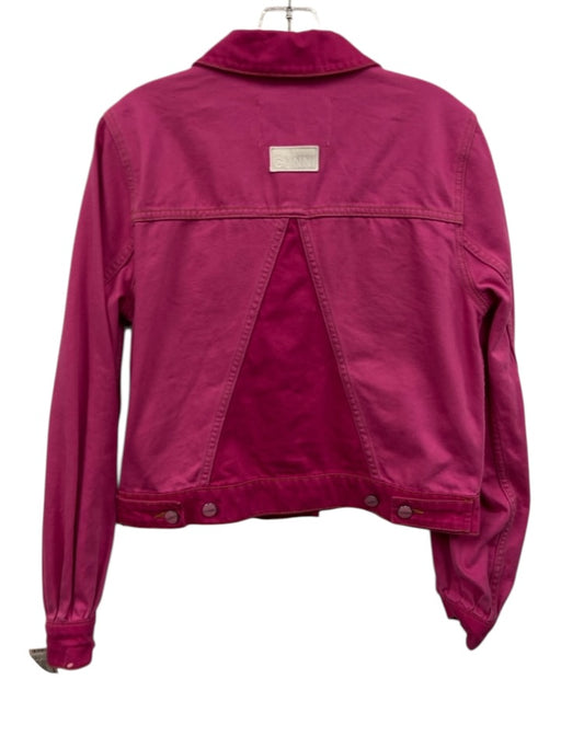 Ganni Size 38 Hot pink Cotton Button Front Patch Pocket contrast stitch Jacket Hot pink / 38