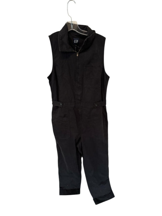 Gap Size 12 Black Cotton Sleeveless Front Zip Wide Leg Jumper Black / 12
