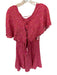 Free People Size XL Pink & Red Viscose Short Sleeve smocked Flowers Dress Pink & Red / XL