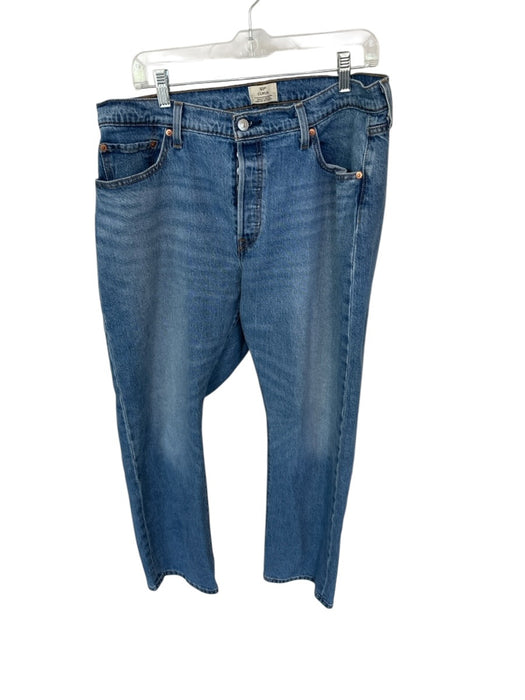 Levi Size 34 Medium Wash Cotton Blend Straight Leg Button Fly Jeans Medium Wash / 34
