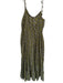 J Crew Size XL Hunter Green & multi Cotton & Viscose Tie Strap Maxi Tiered Dress Hunter Green & multi / XL