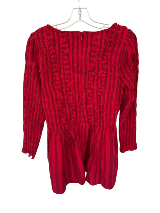 Damson Madder Size 16 Red & Burgundy Cotton Striped Long Sleeve Mini Dress Red & Burgundy / 16