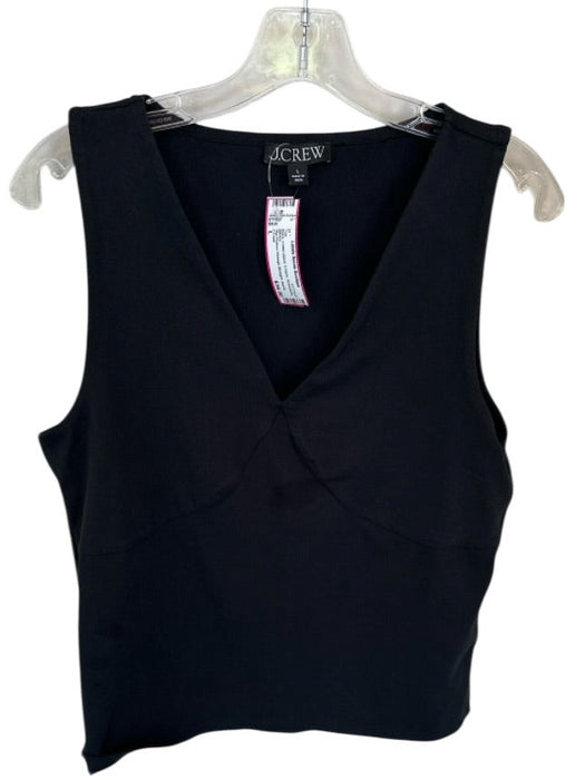 J Crew Size L Black Cotton Blend V Neck Sleeveless Top Black / L