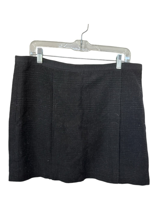 Vince Size 12 Black Wool Side Zip Textured Mini Skirt Black / 12