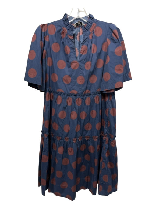 Sea New York Size 4 Navy & Brown Cotton & Spandex Short Sleeve Circles Dress Navy & Brown / 4