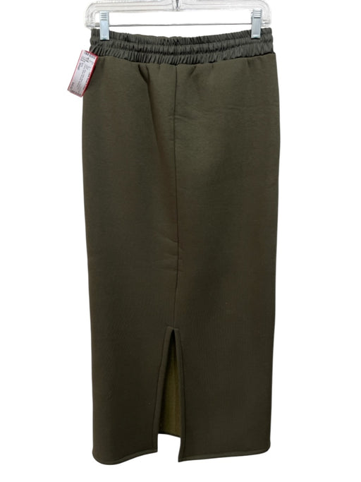 B-YU Size Small Olive Cotton Blend Drawstring Fleece Below the Knee Skirt Olive / Small