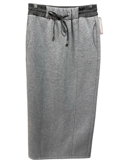 B-YU Size Small Gray Cotton Blend Drawstring Fleece Below the Knee Skirt Gray / Small