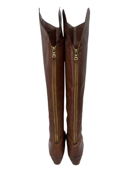 Loeffler Randall Shoe Size Est 7 Brown Leather Solid Rouded Almond Toe Boots Brown / Est 7