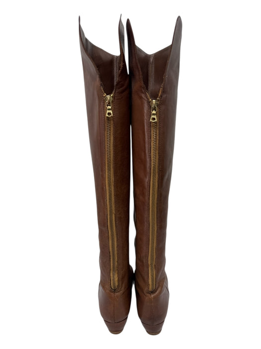 Loeffler Randall Shoe Size Est 7 Brown Leather Solid Rouded Almond Toe Boots Brown / Est 7