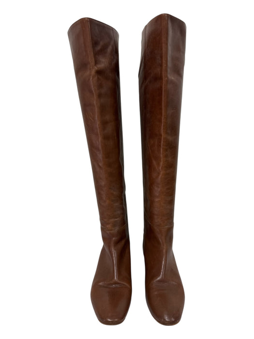Loeffler Randall Shoe Size Est 7 Brown Leather Solid Rouded Almond Toe Boots Brown / Est 7