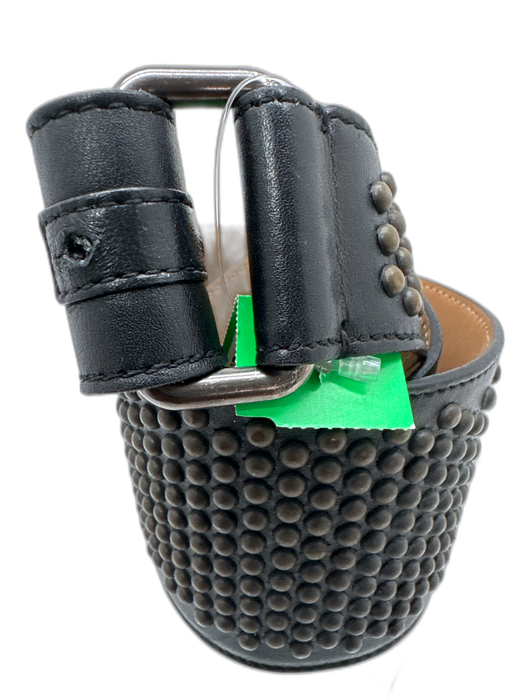 Alaia Black & Brass Leather Studded Wide Peg Buckle Belts Black & Brass / Est XS/S