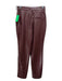 Nanushka Size S Red Brown PU Leather High Rise Stitch Detail Zip & Button Pants Red Brown / S
