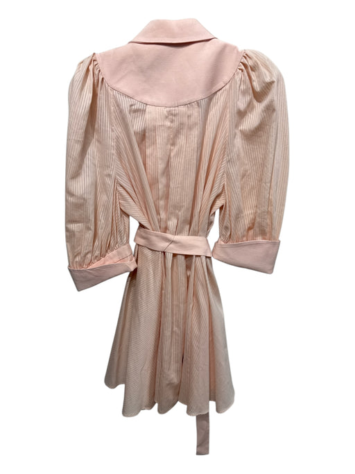 Acler Size Est XS Baby Pink Collar Pin Stripe Half Puff Sleeves Button up Dress Baby Pink / Est XS